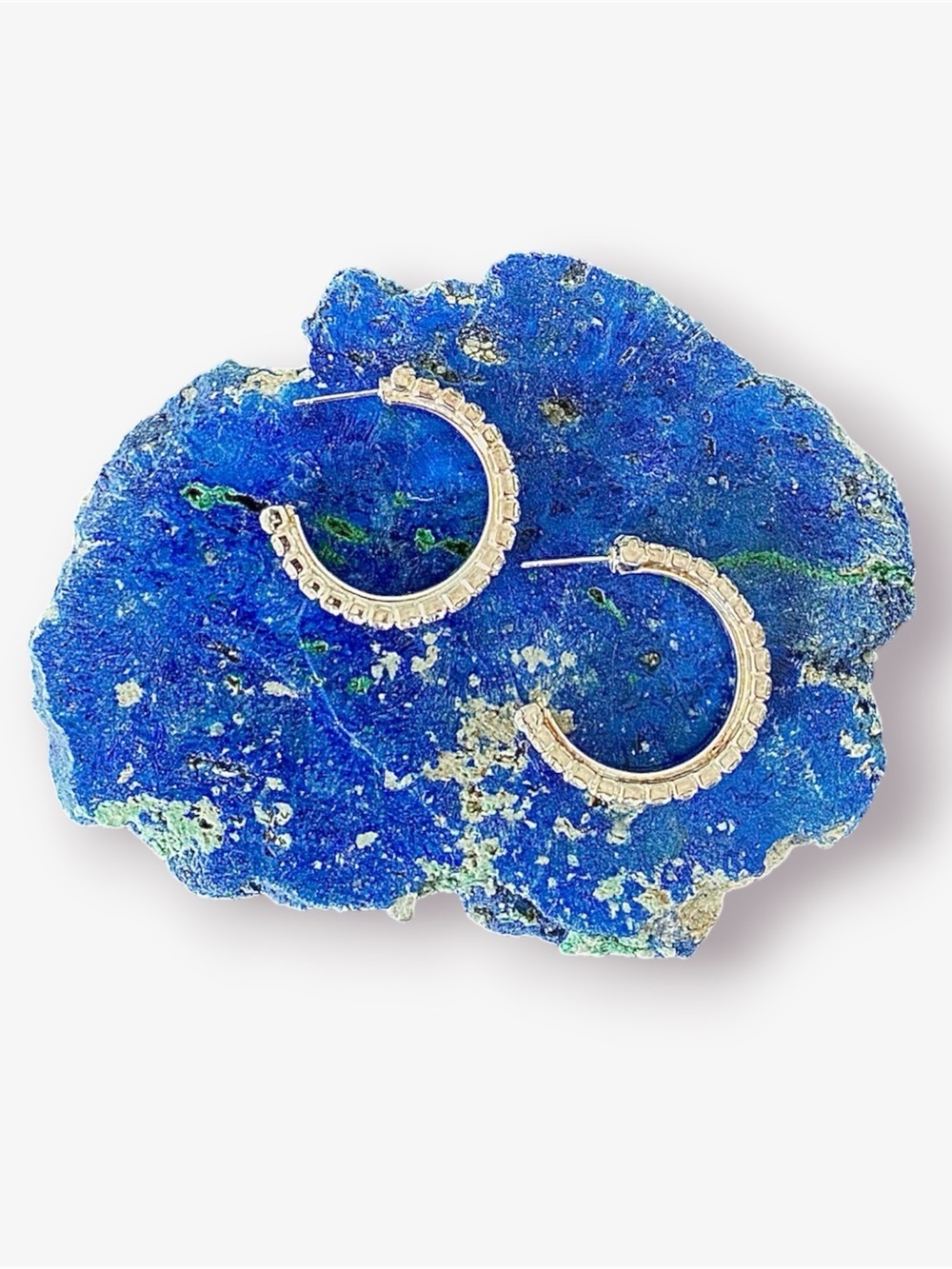 Silver Rhinestone Hoop Earrings - Picture 2 of 2